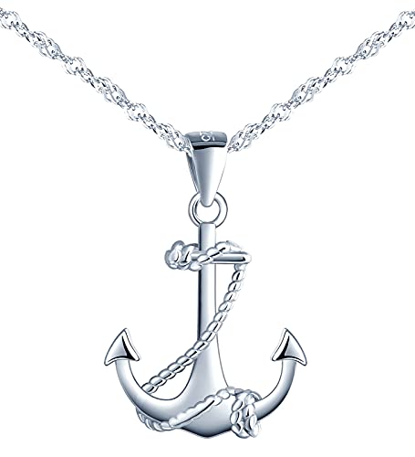 MicVivien 925 Sterling Silber Damen Kette Anker Anhänger Halskette, Anker Ohrstecker Ohrringe Silber, Anker Armkette Armband, Damen Schmuckset für Frauen Mädchen Mutter Freundin von MicVivien