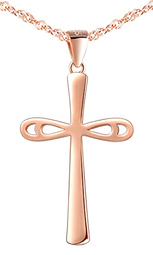 MicVivien Damen Halskette Kreuz Unendlichkeitssymbol Anhänger Basic Religion Kette in 925 Sterling Silber Geburtstag Weihnachten Geschenk von MicVivien