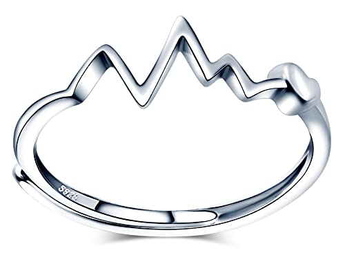 MicVivien Damen Ringe 925 Sterling Silber Welle Herzschlag Herz Ringe Für Frauen Mädchen Verlobungsringe Eheringe Trauringe Ringschmuck Verstellbar von MicVivien