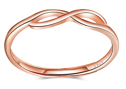 MicVivien Damen Ringe Unendlichkeit Ringe 925 Sterling Silber Für Frauen Mädchen Roségold Eheringe Trauringe Ringschmuck Verstellbar von MicVivien