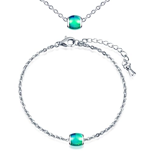 MicVivien Edelstahl Farbwechsel Perlen Charms Armkette Halskette für Damen Herren Mädchen Temperatur Farbe Stimmung Armband Perlen Anhänger Kette Schmuck Set von MicVivien