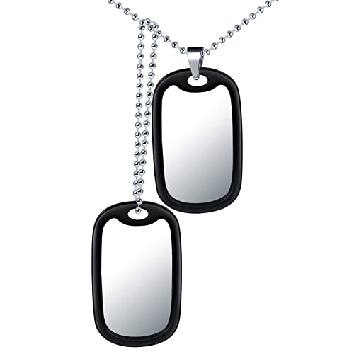 MicVivien Edelstahl Herrenkette Erkennungsmarke im Militär-Stil Dog Tag Halskette Männer Poliert Militärischen ID Tags Anhänger mit Kette von MicVivien