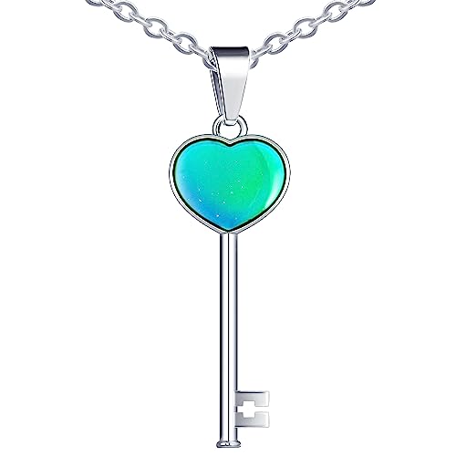 MicVivien Edelstahl Vintage Schlüssel Halskette Herz Schlüssel Anhänger Farbwechsel von Temperatur Halskette Schmuck für Damen Mädchen Kinder von MicVivien