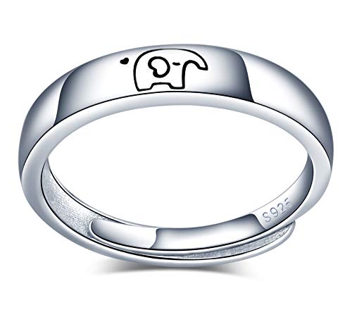 MicVivien Elefant Ringe Damen Herren Ringe 925 Sterling Silber Verstellbar Ring für Liebhaber Paar von MicVivien