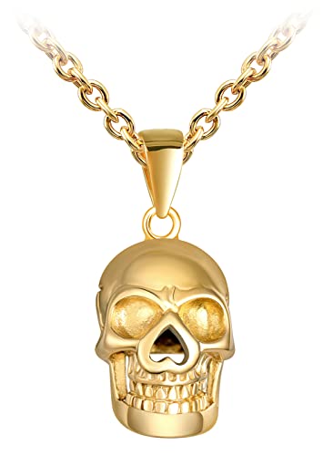 MicVivien Halskette Gotik Biker Herren Schädel Totenkopf Anhänger Kette Hip Hop Punk - Silber/Gold/schwarz von MicVivien