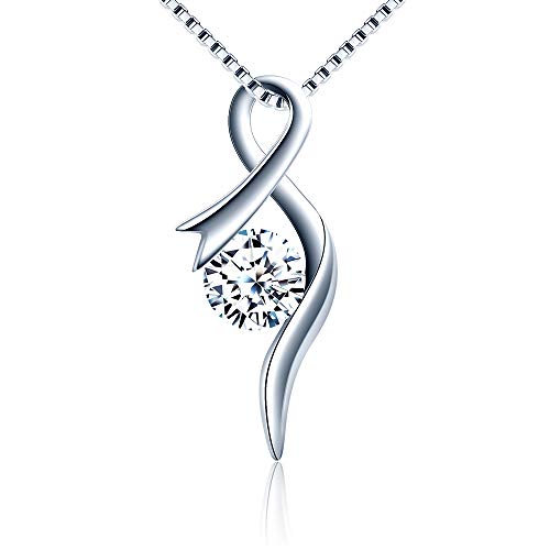 Minimalistisch Notenschlüssel Anhänger mit 5A Zirkonia 925 Sterling Silber Damen Halskette 45CM Kettenlänge, Geschenk für sie von MicVivien