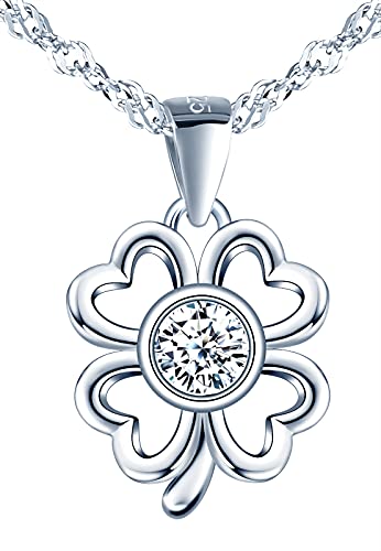 MicVivien Kleeblatt Schmuckset Damen Silber 925 Kleeblatt Halskette Ohrringe Set - Zirkonia Kleeblatt Kette und Ohrstecker Schmuck Set für Mama Oma Frauen Freundin von MicVivien