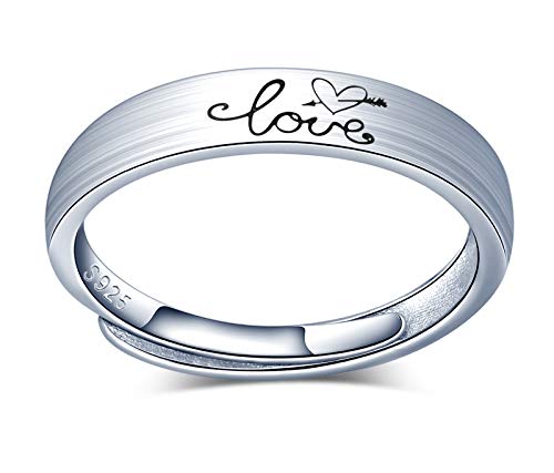 MicVivien LOVE Ringe Damen Herren Ringe 925 Sterling Silber Liebe Herz Verstellbar Ring für Liebhaber Paar von MicVivien