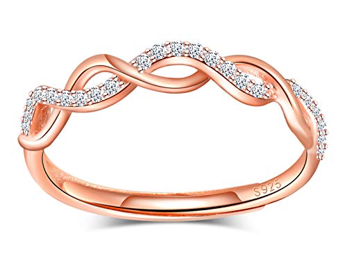 MicVivien Unendlichkeits Ring Damen Ringe 925 Sterling Silber Zirkonia Infinity Ring Für immer Liebe Silberring für Frauen Mädchen -Verstellbar Ring von MicVivien