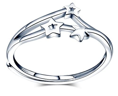 MicVivien Verstellbar Damen Ringe 925 Sterling Silber Sterne Ring Stapelbare Silberringe für Mädchen Ehering Verlobungsring Schmuck von MicVivien