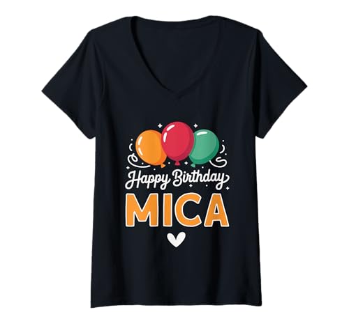 Damen Alles Gute zum Geburtstag Spruch Mica T-Shirt mit V-Ausschnitt Damen Alles Gute zum Geburtstag Spruch Mica T-Shirt mit V-Ausschnitt von Mica Name Spruch für Geburtstag