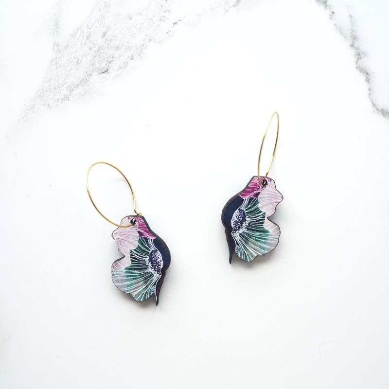 Blaue Blumen Ohrringe - Hoops Anemone Baumeln Brautjungfer Schmuck Blaue Blumen Ohrringe - Hoops Anemone Baumeln Brautjungfer Schmuck von MicaPeet
