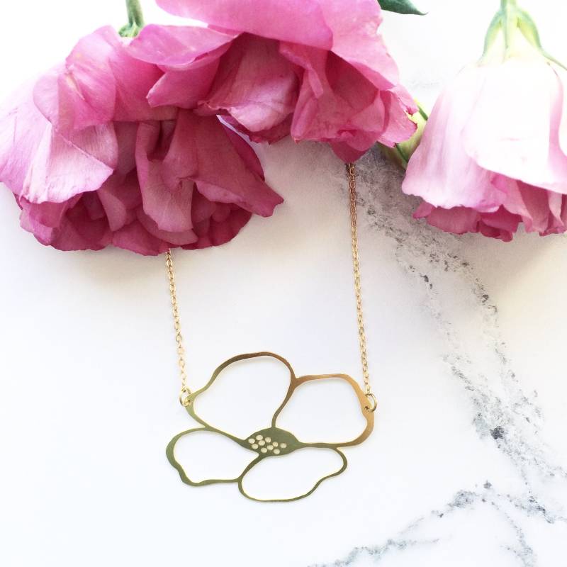 Gold Blumen Halskette - Minimal Moderner Schmuck Einfacher Anhänger von MicaPeet