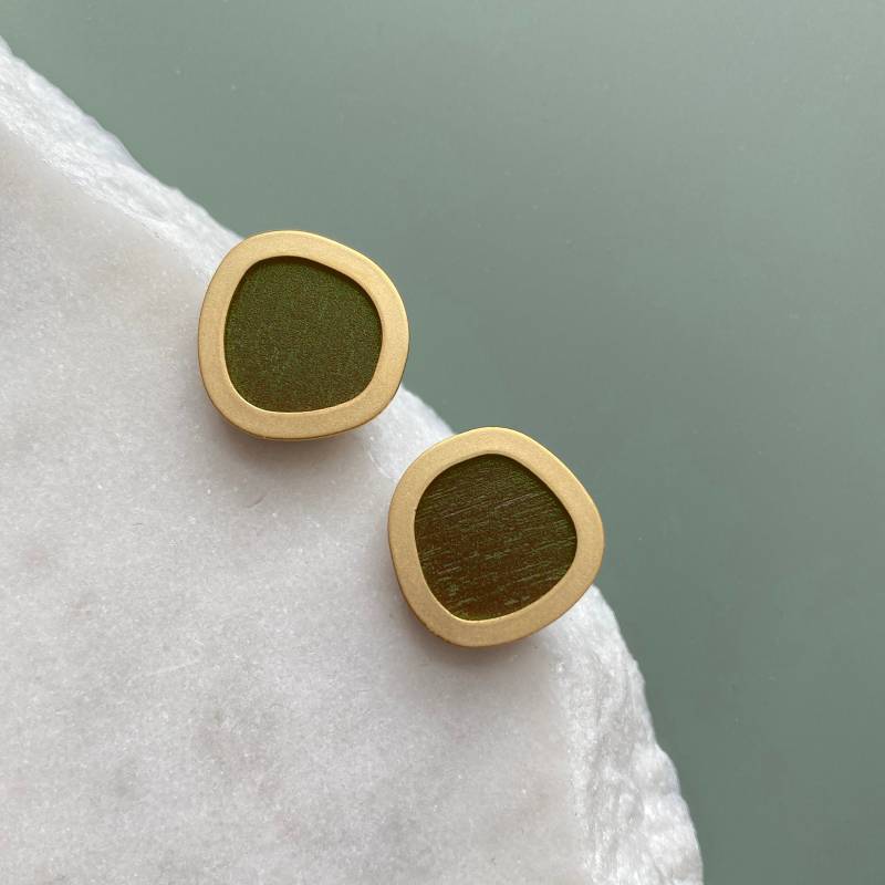 Olive & Gold Kreis Ohrstecker von MicaPeet