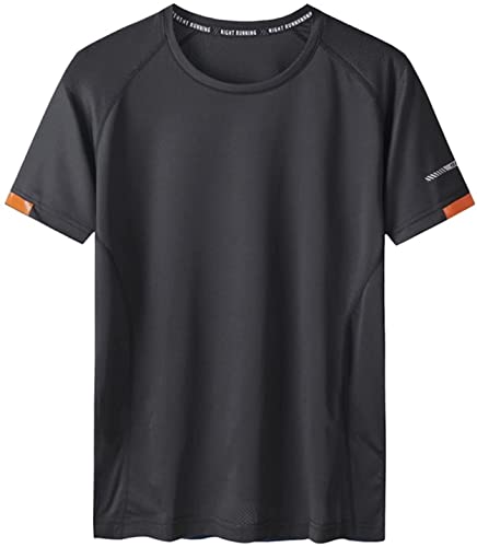 Atmungsaktives, Schnell Trocknendes Kurzarm-T-Shirt Für Herren, Sport-Funktionsshirt Ohne Kragen, Laufshirt (Color : Black, Size : 6XL) von Micassj
