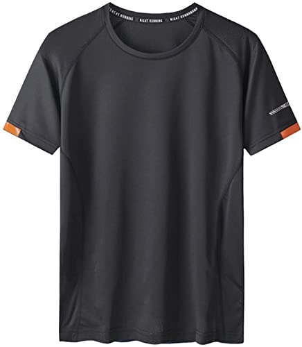 Atmungsaktives, Schnell Trocknendes Kurzarm-T-Shirt Für Herren, Sport-Funktionsshirt Ohne Kragen, Laufshirt (Color : Black, Size : XXL) von Micassj