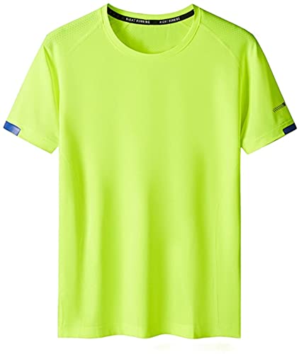 Atmungsaktives, Schnell Trocknendes Kurzarm-T-Shirt Für Herren, Sport-Funktionsshirt Ohne Kragen, Laufshirt (Color : Green, Size : 4XL) von Micassj