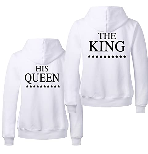 Micaxili Couple Hoodie King Und Queen Partnerlook Pärchen Pullover Kapuzenpullover Damen Herren Partner Pullover 1 Stück(WH-King-XXL) von Micaxili