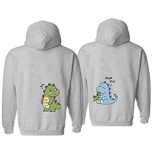 Micaxili Dinosaurier Kapuzenpullover für Pärchen Couple King Queen Pullover Liebespaar Sweatshirt Partnerlook für Paar Pullover für Pärchen Ehemann Ehefrau 1 Stück(Grau-Damen,S) von Micaxili