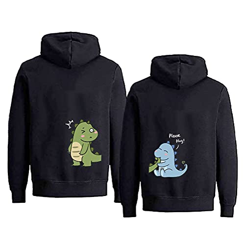 Micaxili Dinosaurier Kapuzenpullover für Pärchen Couple King Queen Pullover Liebespaar Sweatshirt Partnerlook für Paar Pullover für Pärchen Ehemann Ehefrau 1 Stück(Schwarz-Damen,M) von Micaxili