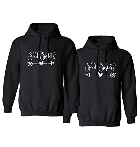 Micaxili Kapuzenpullover Damen BFF Sister Pulli Pullover Hoodie Damen Beste Freunde Pullover Best Friends Sweatshirt 1 Stück(BK-Right-M) von Micaxili