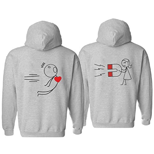 Micaxili King Queen Pullover für Pärchen Partner Pullover Kapuzenpullover für Partnerlook Paare Pärchen Sweater 1 Stück(Grau-Damen,XL) von Micaxili