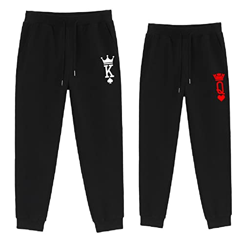 Micaxili King Und Queen Hosen Partner Jogginghose Herren Baumwolle Partnerlook Pärchen Jogginghose Damen 1 Stück(BK-Queen-L) von Micaxili