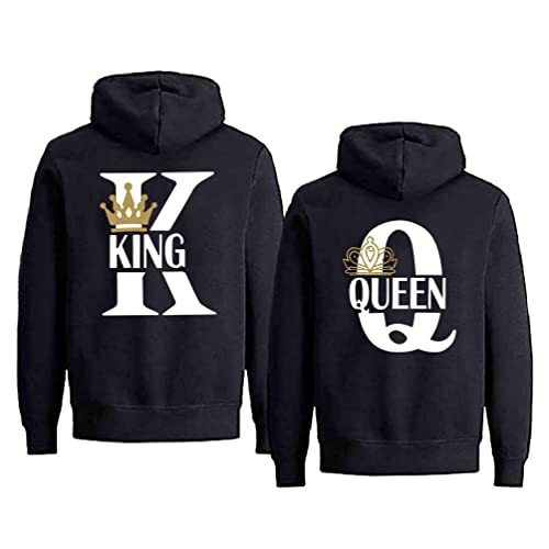 Micaxili King and Queen Hoodie Pärchen Pullover Damen Couple Hoodie Personalisiert Kapuzenpullover Herren Paar Geschenke 1 Stück(BK-Queen-M) von Micaxili