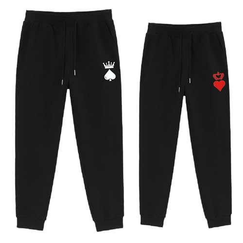 Micaxili King und Queen Jogginghose Herren Baumwolle Partnerlook Pärchen Jogginghose Damen Partner Geschenke Hosen 1 Stück(BK-King-L) von Micaxili
