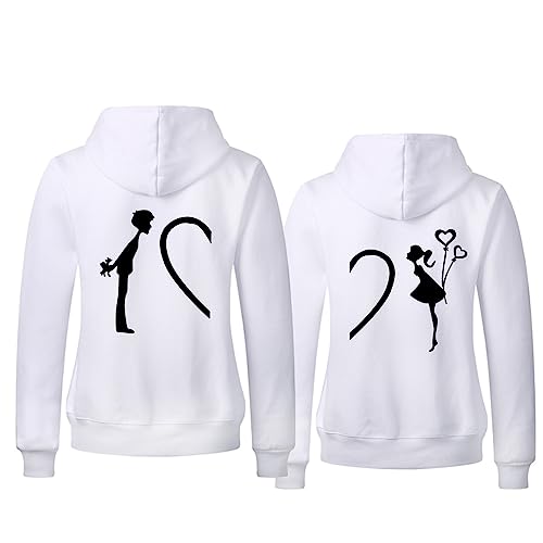 Micaxili Partner Pullover,Paar Hoodie mit Halbem Herz Design,Kapuzenpullover für Paare (60% Polyester & 40% Baumwolle) 1 Stück(WH-Men-L) von Micaxili