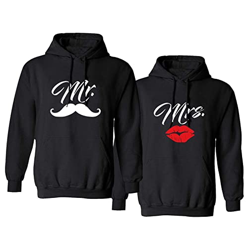 Micaxili Partner Pullover Pulli Partnerlook Pärchen Hoodie Paar Pullover Damen Kapuzenpullover Herren Lustig Mr Mrs Hoodie 1 Stück(BK-MRS-XL) von Micaxili