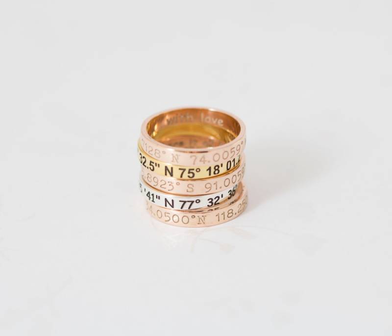 Benutzerdefinierte Ring - Breitengrad Längenring Koordinaten Stapelbarer Mutter Geschenk Weihnachtsgeschenk von MichPersonalized