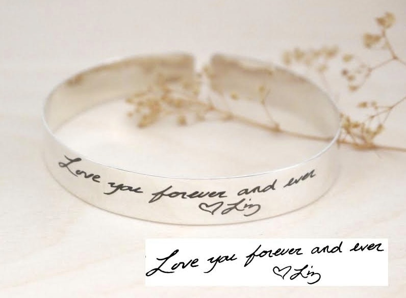 Echte Handschrift Manschette Armband - Name Personalisierter Armreif Skinny Band Offene Mutter Geschenk Weihnachtsgeschenke von MichPersonalized