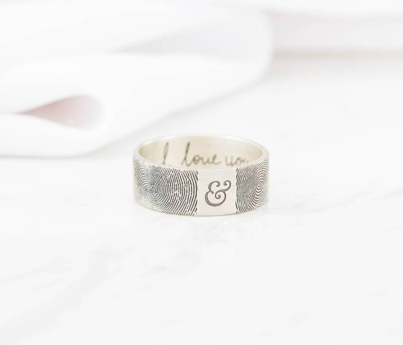 Echter Fingerabdruck Ring - Mit Gravur Männer Paar Schmuck Silber Gedenk Vater Geschenk Weihnachtsgeschenk von MichPersonalized