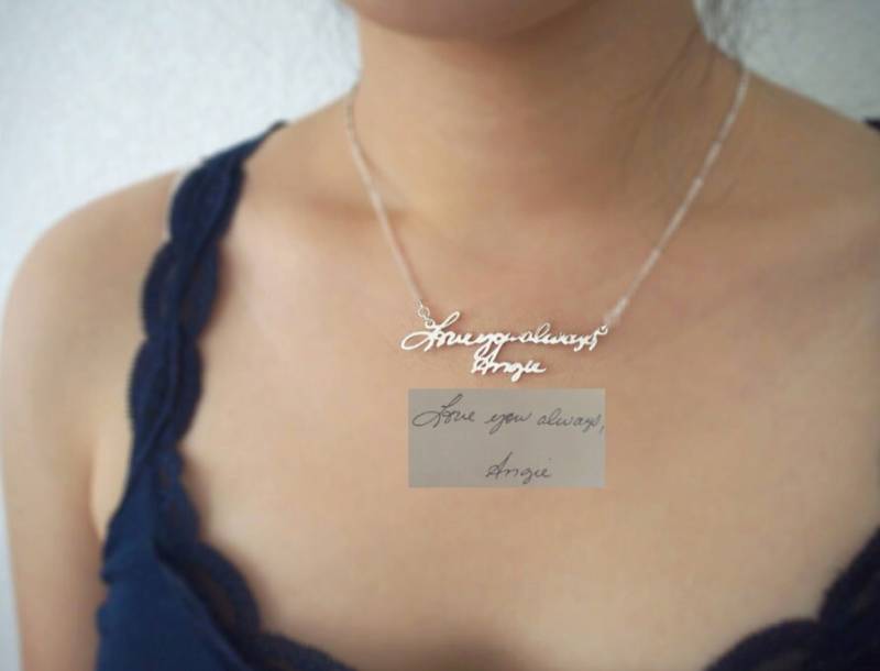 Signatur Halskette - Handschrift Gedenkschmuck Brautjungfer Geschenk Erinnerungsgeschenk Mutter Weihnachtsgeschenk von MichPersonalized