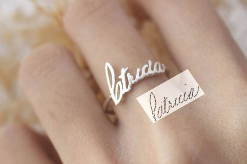sterling Silber Ring - Personalisierter Handschrift Erinnerungsschmuck in Brautjungfer Geschenk Mutter von MichPersonalized