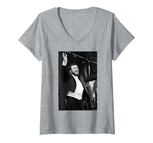 Damen Luciano Pavarotti Italienischer Opernsänger von Michael Grecco T-Shirt mit V-Ausschnitt von Michael Grecco Photography