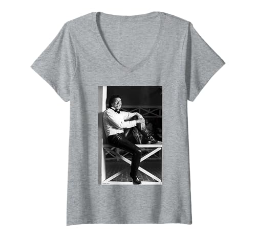 Damen Smokey Robinson Sänger zu Hause von Michael Grecco T-Shirt mit V-Ausschnitt von Michael Grecco Photography