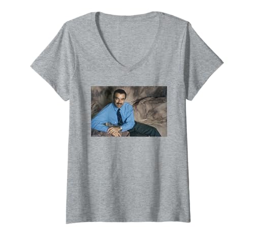 Damen Tom Selleck Magnum P.I. Schauspieler von Michael Grecco T-Shirt mit V-Ausschnitt Damen Tom Selleck Magnum P.I. Schauspieler von Michael Grecco T-Shirt mit V-Ausschnitt von Michael Grecco Photography