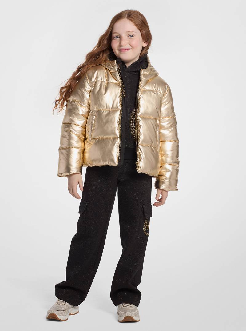 MK Abgesteppte Daunenjacke In Metallic-Optik - Goldton - Michael Kors von Michael Kors Kids