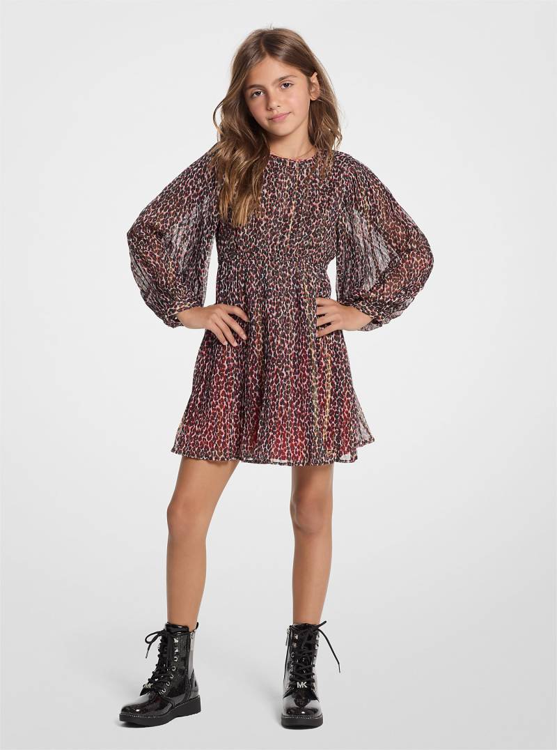 MK Kleid Mit Leopardenmuster In Metallic-Optik - Braun - Michael Kors von Michael Kors Kids