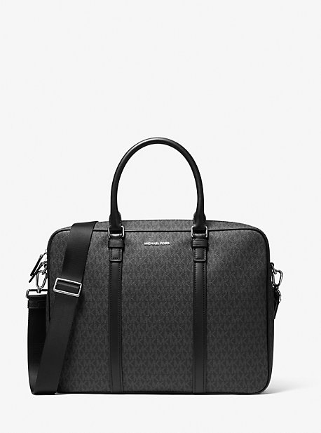 MK Aktentasche Hudson Aus Leder Und Logostoff - Schwarz - Michael Kors von Michael Kors Mens