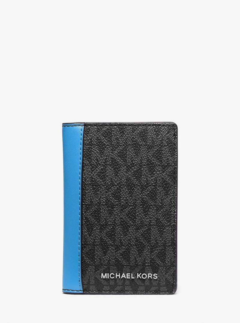 MK Bifold-Kartenetui Hudson Mit Signature-Logomuster - Blau - Michael Kors von Michael Kors Mens