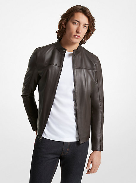 MK Bikerjacke Aus Leder - Braun - Michael Kors von Michael Kors Mens