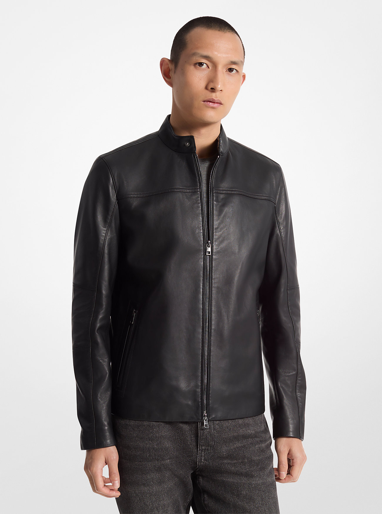 MK Bikerjacke Aus Leder - Schwarz - Michael Kors von Michael Kors Mens