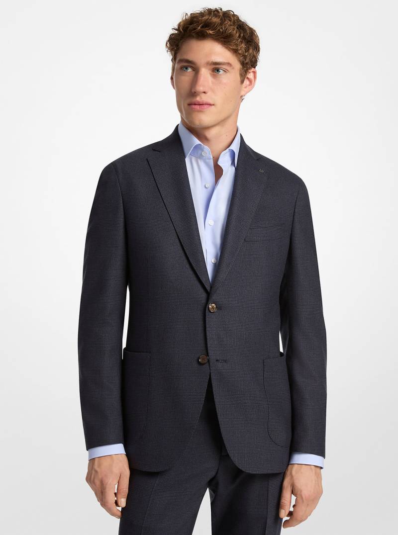 MK Blazer Aus Wollmischung Mit Glencheck-Karomuster - Blau - Michael Kors von Michael Kors Mens