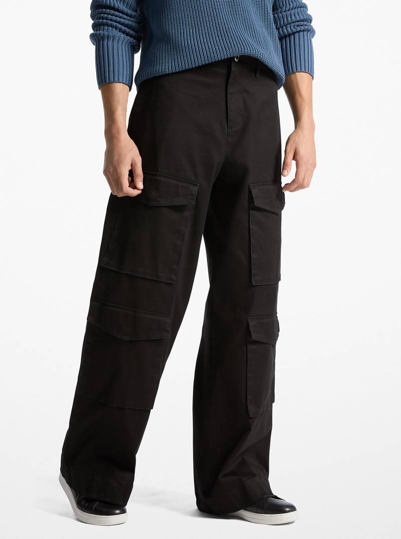 MK Cargohose Aus Stretch-Baumwolle Mit Weitem Bein - Schwarz - Michael Kors von Michael Kors Mens