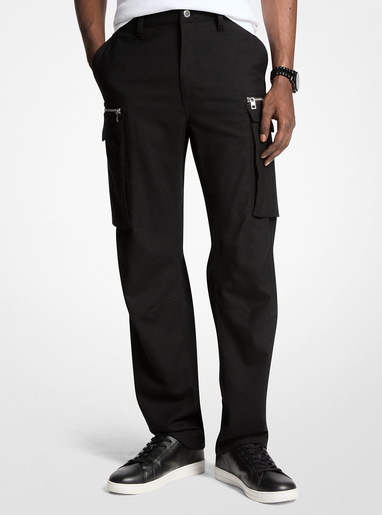 MK Cargohose Aus Stretch-Wolle - Schwarz - Michael Kors von Michael Kors Mens