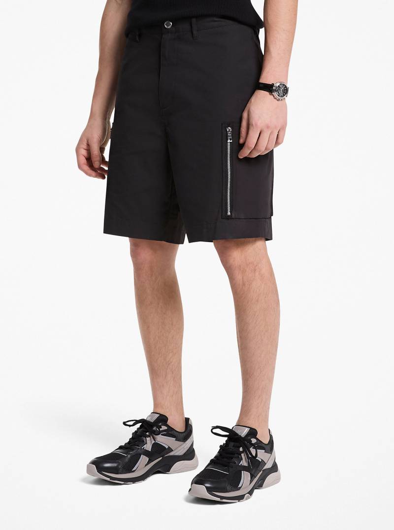 MK Cargoshorts Aus Baumwoll-Popeline Mit Reißverschlusstaschen - Schwarz - Michael Kors von Michael Kors Mens