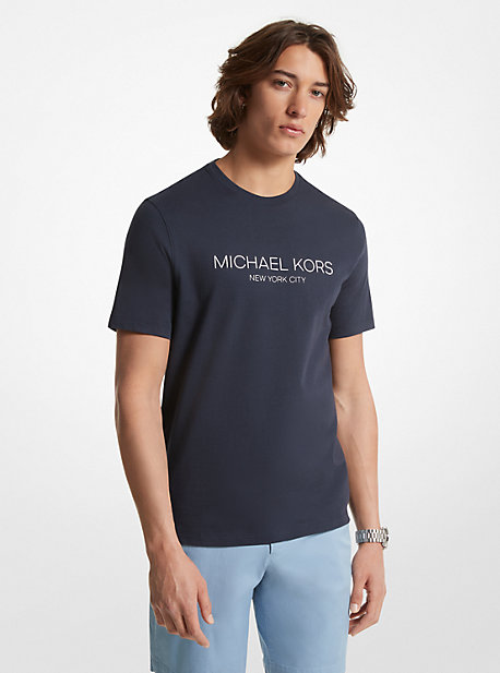 MK Grafik-T-Shirt Aus Baumwolle Mit Logo - Blau - Michael Kors von Michael Kors Mens